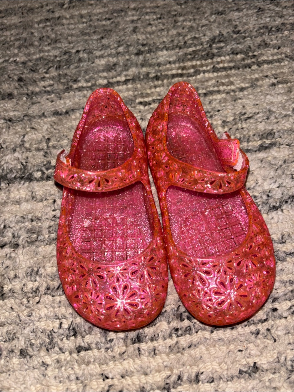 Girls' Pink Glitter Jelly Mary Jane Shoes